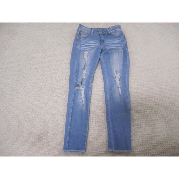 Blue Republic Jeans Womens 5 Light Wash Distressed Raw Hem Skinny Stretch Ankle - Picture 1 of 9